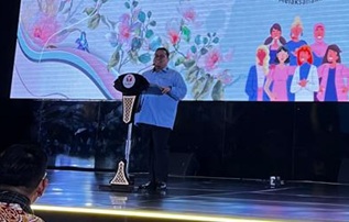 Ketua Bawaslu Rahmat Bagja dalam Konsolidasi Perempuan Pengawas Pemilihan Umum dan Masyarakat Sipil bertema Mewujudkan Ekosistem Pemilu Inklusif, Anti-Kekerasan, dan Berbasis Transformasi Digital di Jakarta.