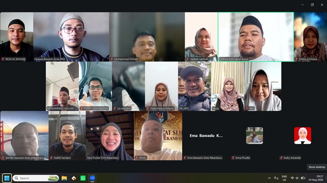  Bawaslu Kota Pekanbaru kembali melaksanakan kegiatan Jumat Sehati melalui tausiah keagamaan yang digelar secara daring melalui Zoom.