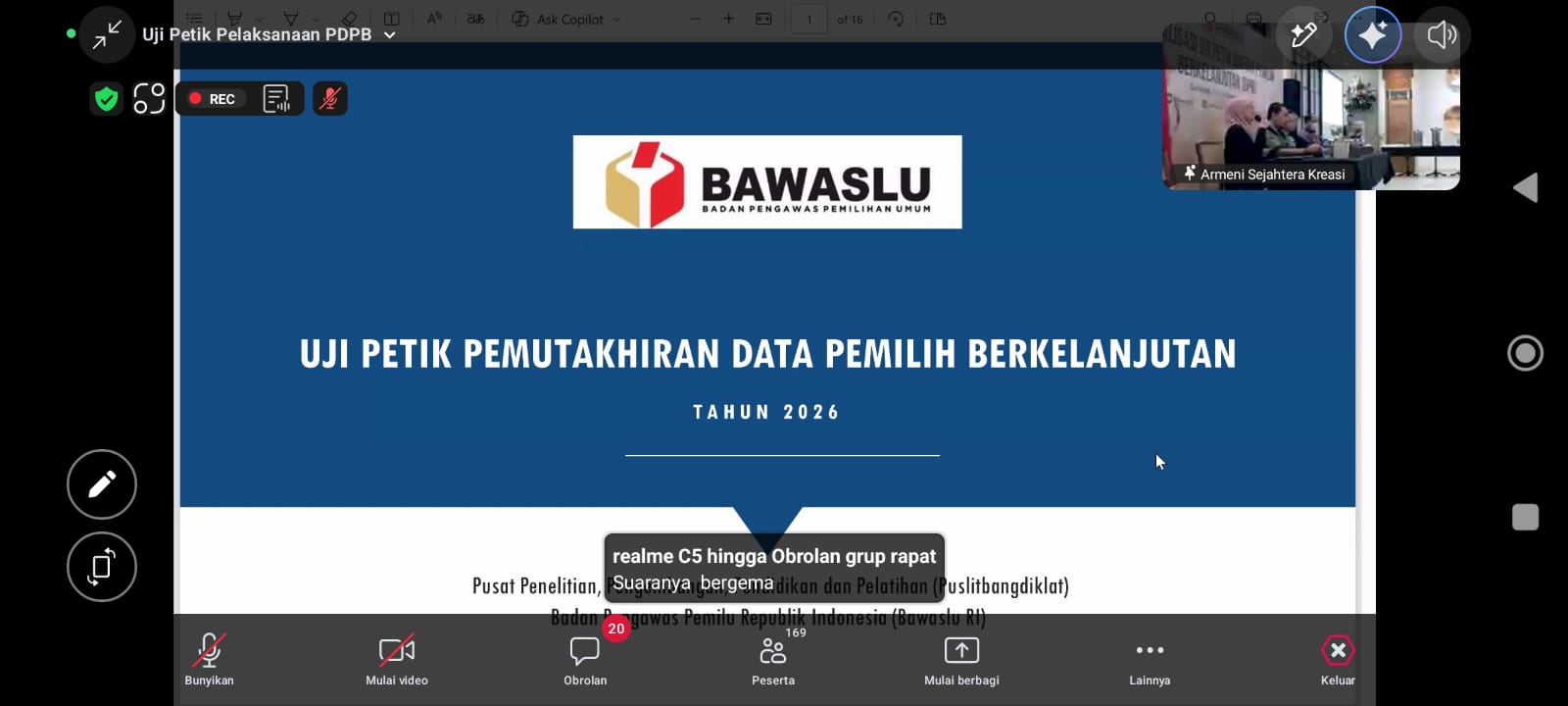 Bawaslu Pekanbaru Ikuti Sosialisasi Uji Petik Daftar Pemilih Berkelanjutan