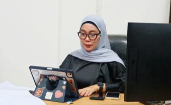 Reni Purba saat mengikuti kegiatan Penguatan Kehumasan secara daring